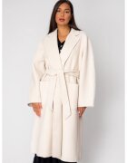 uFIT Palton lung handmade din Lana - Cream 18794 - Bej