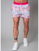 uFIT Pantaloni scurti de baie cu imprimeu si snur de ajustare in talie - Coral/Albastru lavanda/Alb optic