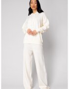 uFIT Set Pulover cu gluga si Pantalon lung mix de lana Off White 18378 - Alb