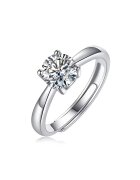 UNA VIDA Inel Logodna cu Diamant Moissanite - Argint 925 - Marime Ajustabila