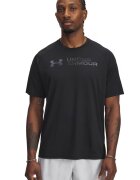 Under Armour Tricou cu decolteu rotund si imprimeu pentru antrenament - Negru stins/Gri inchis