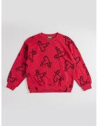 United Colors of Benetton Bluza asimetrica de trening cu imprimeu grafic - Negru/Rosu