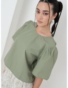 United Colors of Benetton Bluza crop de bumbac - Kaki pal