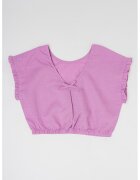 United Colors of Benetton Bluza crop din amestec de in si bumbac cu maneci scurte - Lila