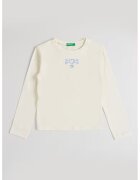 United Colors of Benetton Bluza cu decupaje cu inimi - Alb murdar/Albastru