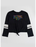 United Colors of Benetton Bluza cu imprimeu cu tematica Stranger Things si detaliu nod - Negru/Grej