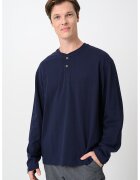 United Colors of Benetton Bluza cu maneci lungi si decolteu henley - Albastru ultramarin
