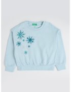 United Colors of Benetton Bluza de trening cu decolteu la baza gatului si strasuri - Verde menta