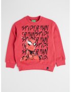 United Colors of Benetton Bluza de trening cu imprimeu Spider-Man si decolteu la baza gatului - Rosu/Negru/Roz zmeuriu