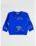 United Colors of Benetton Bluza de trening cu imprimeu text - Albastru royal/Verde fistic