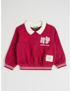 United Colors of Benetton Bluza de trening din bumbac cu broderie text - Visiniu