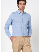 United Colors of Benetton Camasa din in cu maneci lungi - Albastru deschis
