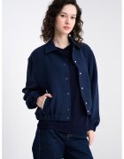 United Colors of Benetton Jacheta crop cu capse - Albastru indigo