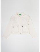 United Colors of Benetton Jacheta crop cu capse - Crem
