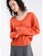 United Colors of Benetton Pulover lejer cu decolteu rotund - Caramiziu