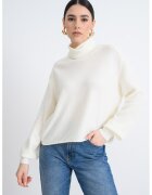 United Colors of Benetton Pulover lejer uni cu guler inalt - Alb fildes
