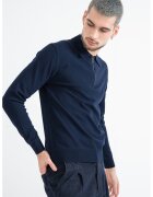 United Colors of Benetton Pulover slim fit cu guler polo cu fermoar - Bleumarin