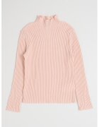 United Colors of Benetton Pulover striat slim fit cu guler inalt - Roz prafuit