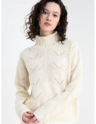 United Colors of Benetton Pulover supradimensionat din amestec de lana cu guler mediu - Crem
