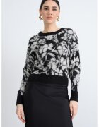 United Colors of Benetton Pulover tricotat cu imprimeu floral - Negru/Alb murdar
