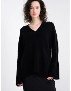 United Colors of Benetton Pulover tricotat fin din amestec de lana cu decolteu in V - Negru