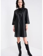 United Colors of Benetton Rochie de piele ecologica cu maneri 3/4 - Negru