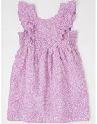 United Colors of Benetton Rochie din amestec de in cu model si volane - Alb/Lila pal