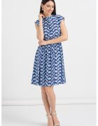 United Colors of Benetton Rochie evazata cu model grafic - Albastru ultramarin/Albastru lavanda/Bleumarin