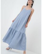 United Colors of Benetton Rochie lunga cu model in dungi - Alb/Bleumarin