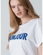 United Colors of Benetton Tricou cu imprimeu logo - Albastru inchis/Alb murdar