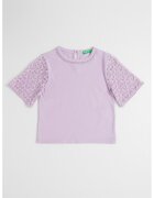 United Colors of Benetton Tricou cu maneci din dantela florala - Lila