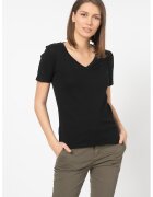 United Colors of Benetton Tricou de bumbac cu decolteu in V - Negru