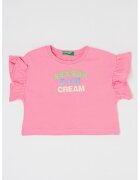 United Colors of Benetton Tricou de bumbac cu maneci cu volane - Roz