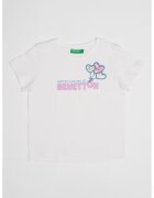 United Colors of Benetton Tricou de bumbac cu paiete - Alb/Roz/Albastru