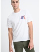 United Colors of Benetton Tricou din bumbac cu design text - Alb/Violet/Bleumarin
