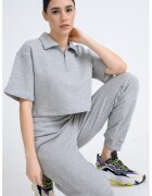 United Colors of Benetton Tricou polo crop Ben - Gri melange