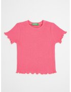 United Colors of Benetton Tricou striat cu terminatii valurite - Roz pastel