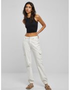 Urban Classics Blugi din amestec de bumbac organic cu buzunare cu clapa si talie joasa - Alb murdar