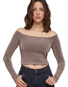 Urban Classics Bluza crop stralucitoare - Maro taupe