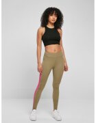 Urban Classics Colanti cu segmente laterale din plasa si talie inalta - Kaki/Roz