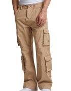 Urban Classics Pantaloni cargo drepti de bumbac - Maro deschis