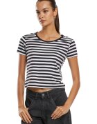 Urban Classics Tricou crop cu model in dungi - Alb/Negru