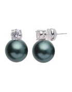 US Polo ASSN Cercei cu zirconia si perle - Verde/Argintiu