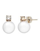 US Polo ASSN Cercei decorati cu perle de sticla si zirconia - Alb - Auriu - Alb/Auriu