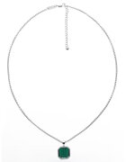 US Polo ASSN Colier de otel inoxidabil cu pandantiv zirconia - Verde englez/Argintiu