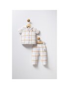 US Polo ASSN Pijama cu imprimeu si revere decupate Alb - Alb