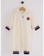US Polo ASSN Salopeta din material teddy cu gluga si logo - Bej deschis