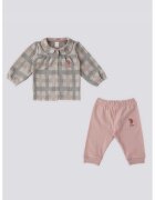 US Polo ASSN Set de bluza de in carouri si pantaloni de trening - Gri/Roz