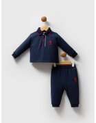 US Polo ASSN Set de bluza polo din bumbac si pantaloni de trening relaxed-fit - 2 piese - Rosu/Bleumarin