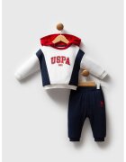 US Polo ASSN Set de hanorac cu imprimeu logo si pantaloni de trening - 2 piese - Rosu/Alb/Bleumarin